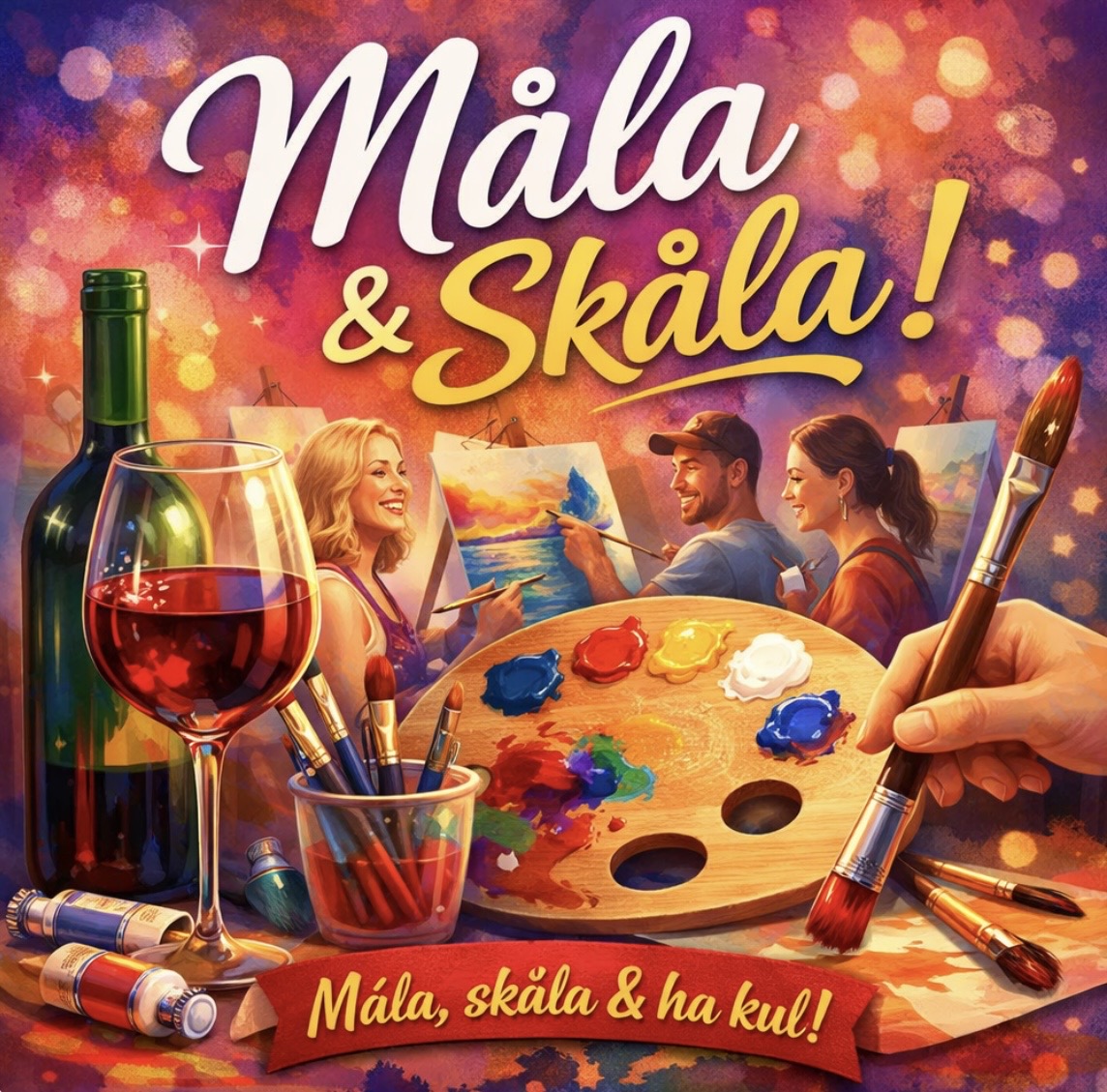 En bild på hur det kan se ut när du kommer till workshop Måla och Skåla