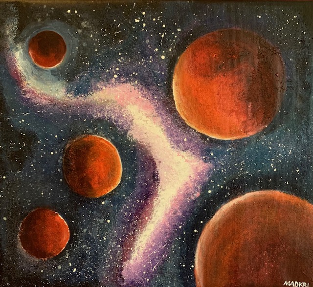 Planeter i universum som svävar mot vintergatans ljus